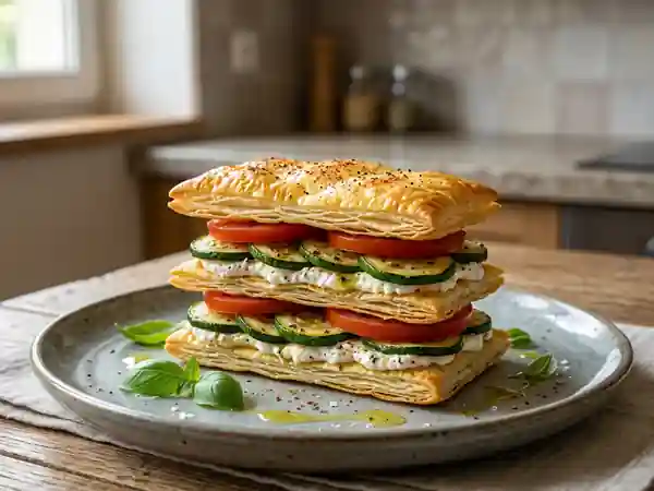Mille-feuille méridional gourmand aux légumes et fromage - Photo de présentation