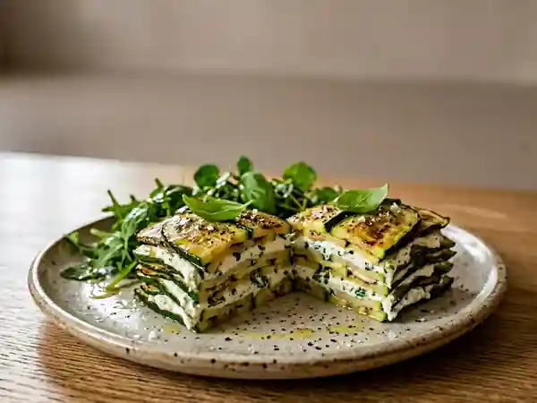 Mille-feuille de courgettes fondant au basilic - Photo de présentation