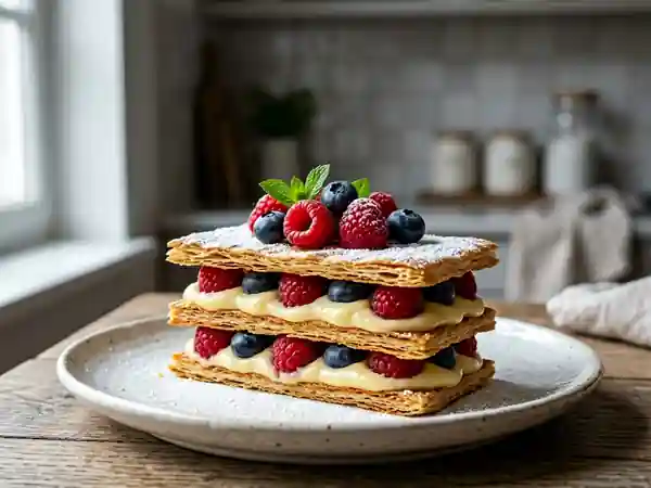 Mille-feuilles croustillant aux baies fraîches - Photo de présentation