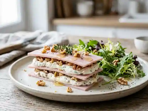 Mille-feuilles gourmand de jambon et noix - Photo de présentation