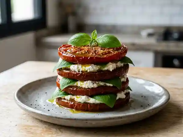 Millefeuille fondant tomate confite et chèvre - Photo de présentation