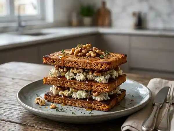 Millefeuille gourmand de pain d'épices au roquefort - Photo de présentation