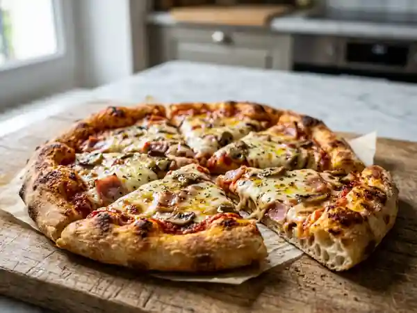 Mini-pizzas fondantes au jambon et origan - Photo de présentation