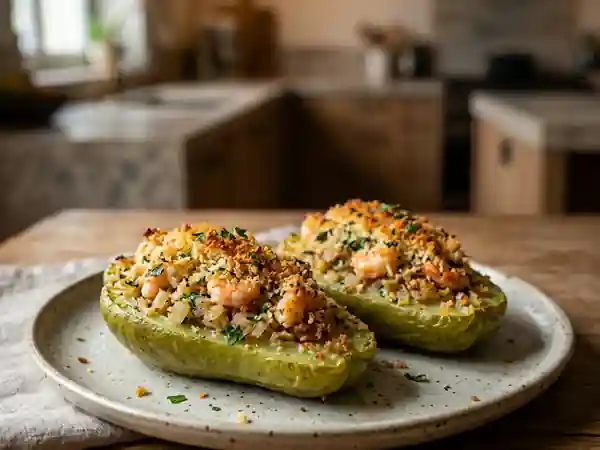 Mirliton gratiné aux crevettes et persillade - Photo de présentation