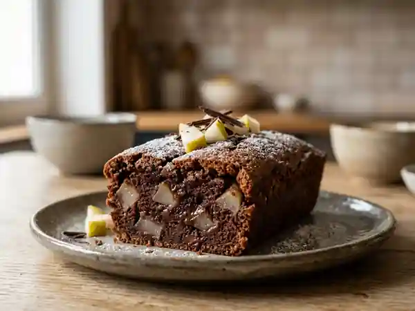 Moelleux au chocolat et poire fondante : dessert gourmand et facile - Photo de présentation