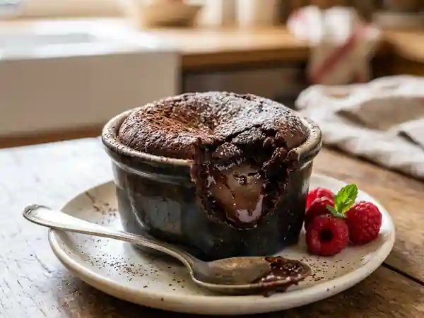 Moelleux au chocolat sans gluten ultra gourmand pour une personne - Photo de présentation