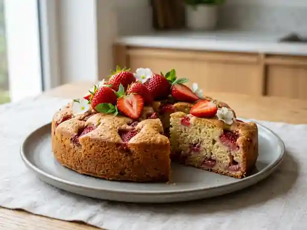 Moelleux vanillé aux éclats de fraises - Photo de présentation