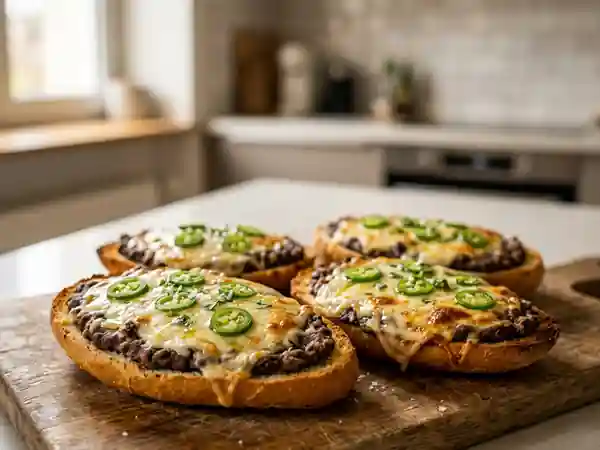 Molletes croustillants au fromage filant - Photo de présentation