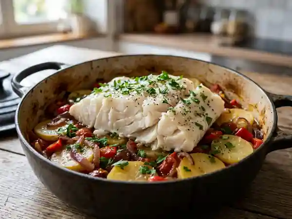 Cocotte de morue fondante aux légumes du soleil - Photo de présentation