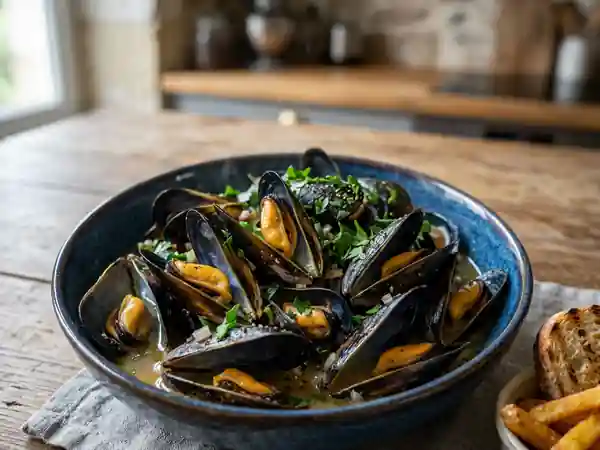 Moules marinières au beurre et vin blanc - Photo de présentation