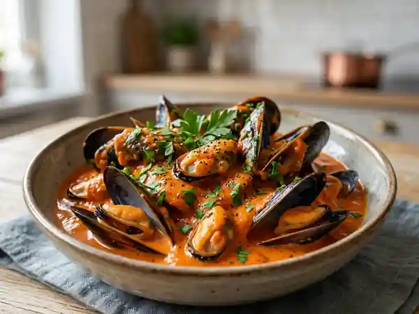 Moules fondantes à la crème de poivron - Photo de présentation