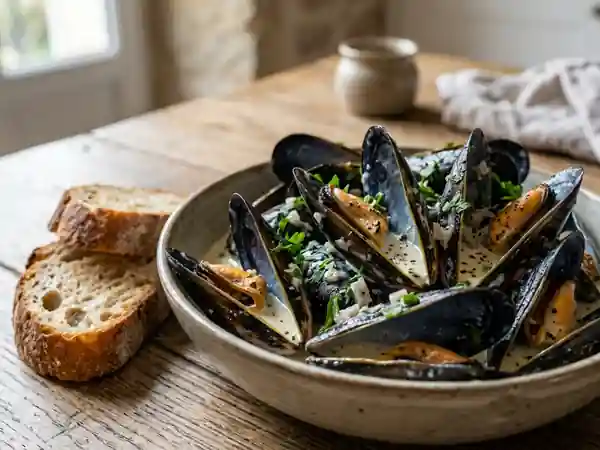 Moules à la Crème Divine : Recette Facile et Savoureuse - Photo de présentation