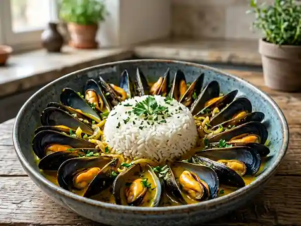 Moules au Curry Jaune et Lait de Coco Onctueux - Photo de présentation