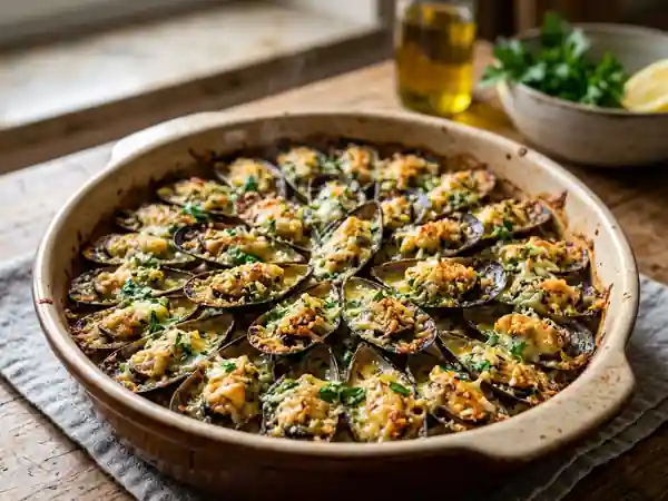 Moules gratinées au persil : recette savoureuse et facile - Photo de présentation