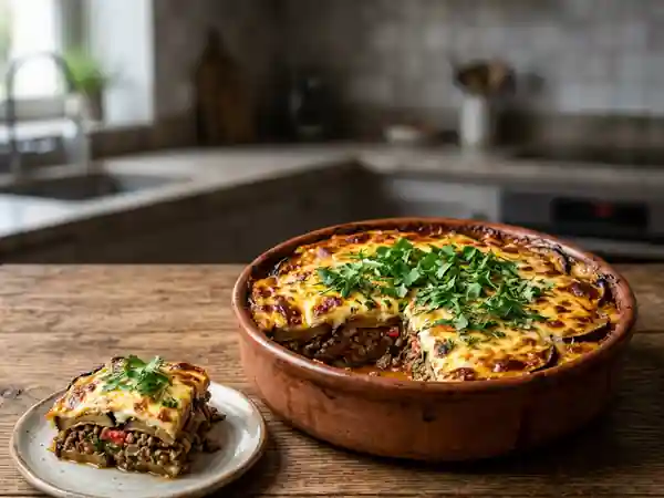 Moussaka fondante aux herbes fraîches - Photo de présentation