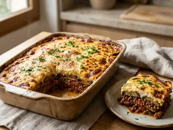 Moussaka fondante aux épices douces - Photo de présentation