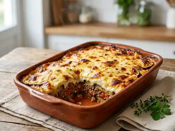 Moussaka fondante aux aubergines grillées - Photo de présentation