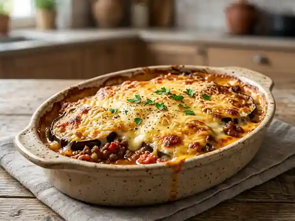 Moussaka rapide et savoureuse pour une personne - Photo de présentation