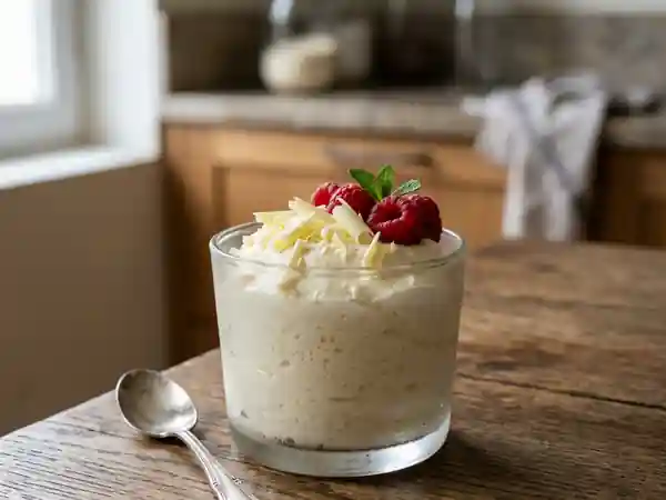 Mousse aérienne au chocolat blanc et vanille - Photo de présentation