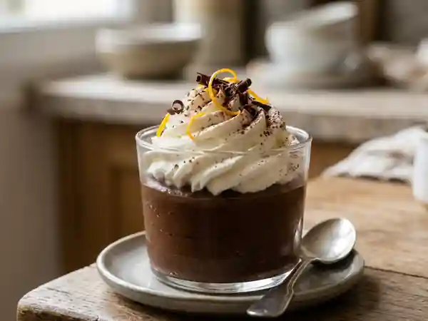 Mousse chocolat noir et chantilly Grand Marnier - Photo de présentation