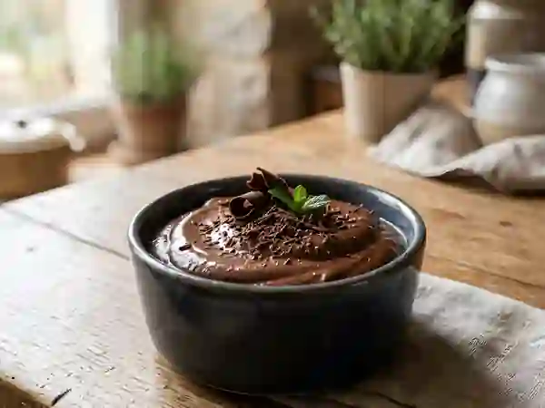 Mousse chocolat noire aérienne au tofu - Photo de présentation