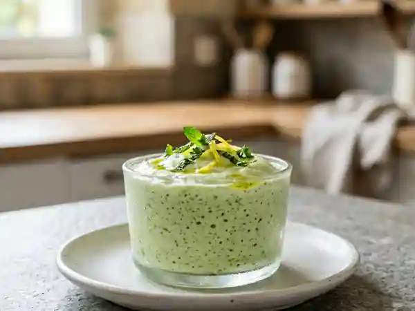 Mousse de concombre aérienne et menthe fraîche - Photo de présentation