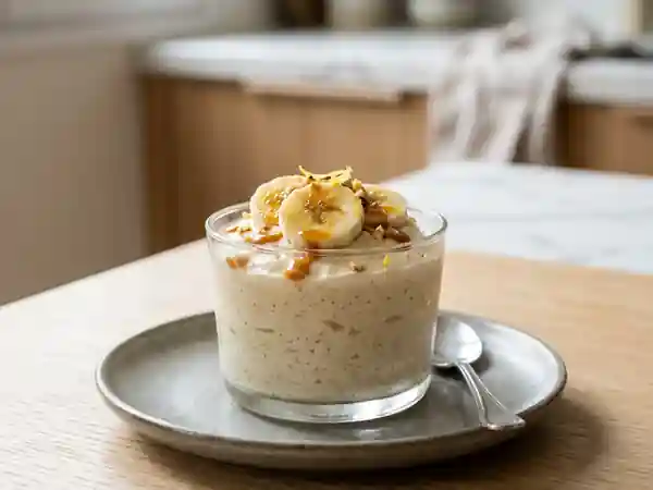Mousse glacée onctueuse à la banane, dessert frais et léger - Photo de présentation