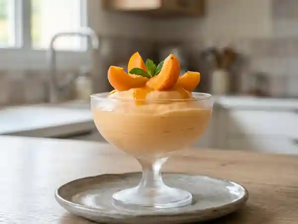 Mousse glacée onctueuse aux abricots frais - Photo de présentation