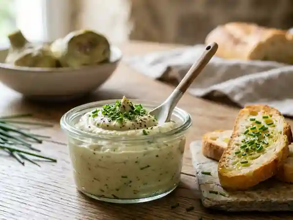 Mousse d'artichauts fondante au fromage frais - Photo de présentation