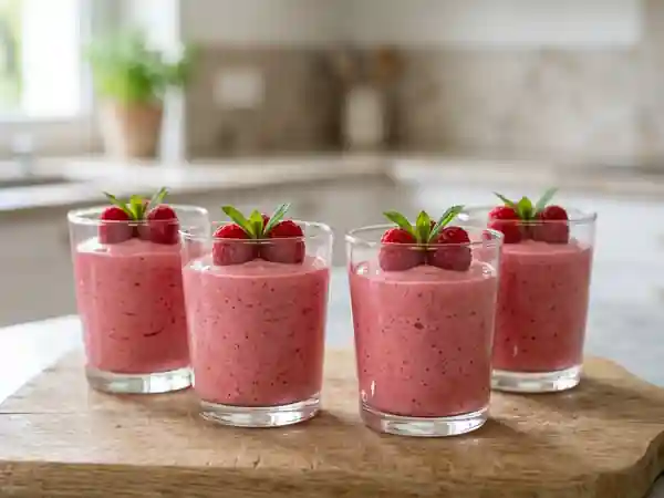 Mousse légère et onctueuse aux framboises fraîches - Photo de présentation