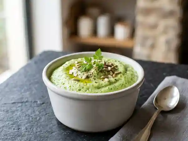 Mousse de brocolis aérienne au fromage - Photo de présentation