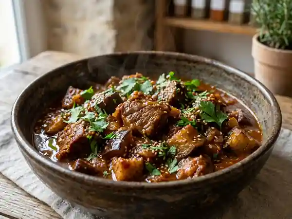Mouton Fondant aux Aubergines et Épices - Photo de présentation