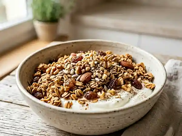 Muësli doré aux éclats de noix et miel - Photo de présentation
