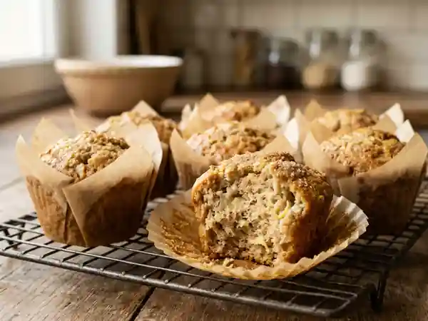 Muffins moelleux à la banane et au gingembre frais - Photo de présentation