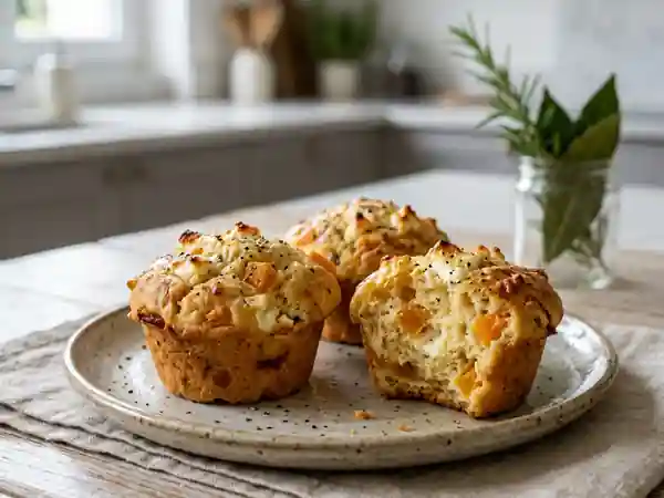 Muffins moelleux au chèvre et abricots secs - Photo de présentation