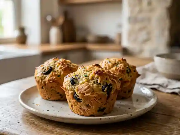 Muffins moelleux au thon et olives noires - Photo de présentation