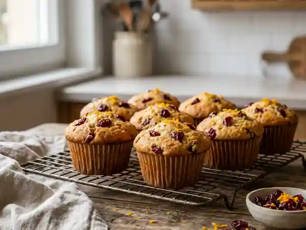 Muffins Moelleux Canneberge et Orange - Photo de présentation