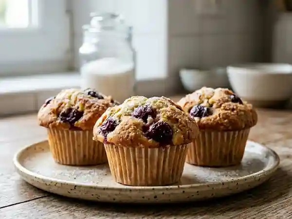 Muffins moelleux aux griottes et crème fraîche - Photo de présentation