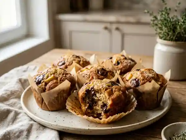 Muffins moelleux pommes et pépites de chocolat - Photo de présentation