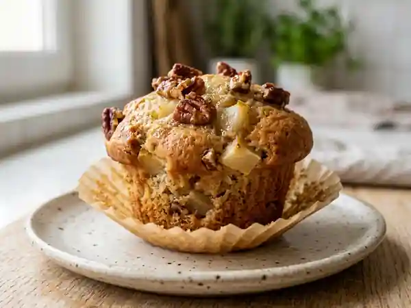 Muffins moelleux poire et noix de pécan : recette gourmande facile - Photo de présentation