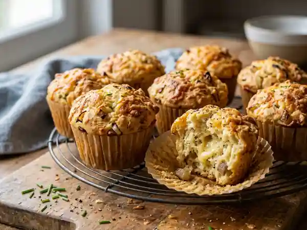 Muffins salés au fromage et oignon fondant - Photo de présentation