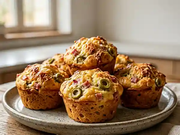 Muffins salés au jambon et olives fondantes - Photo de présentation