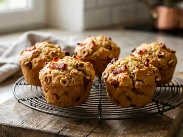 Muffins moelleux lardons et noisettes croquantes - Photo de présentation