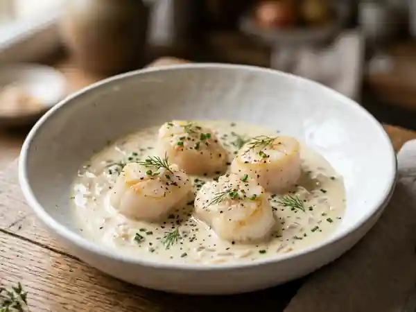 Nage de Saint-Jacques au vin blanc : recette raffinée et savoureuse - Photo de présentation