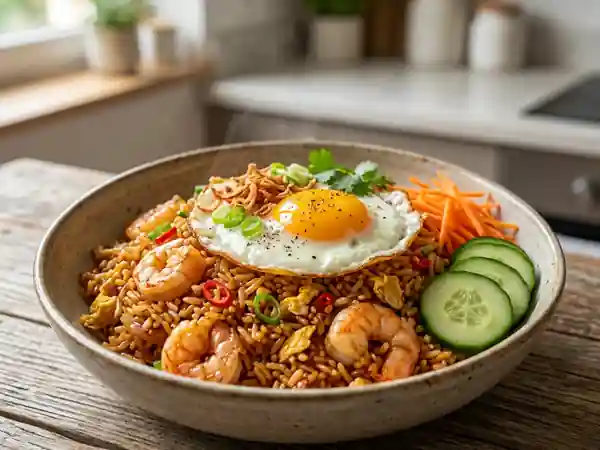 Nasi Goreng Indonésien aux Crevettes - Photo de présentation