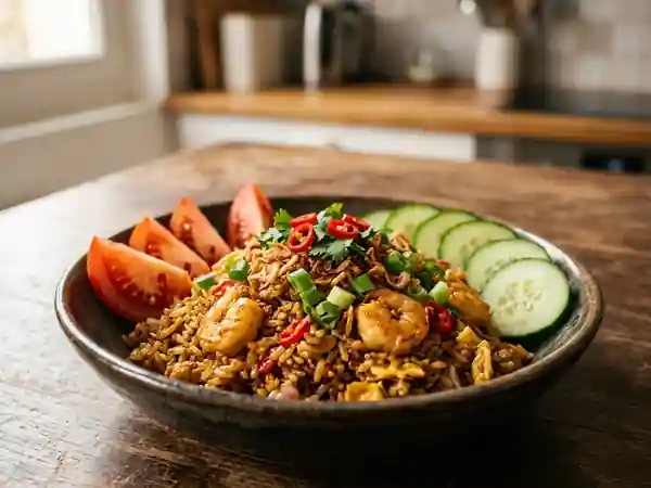 Nasi-goreng : riz sauté indonésien parfumé - Photo de présentation