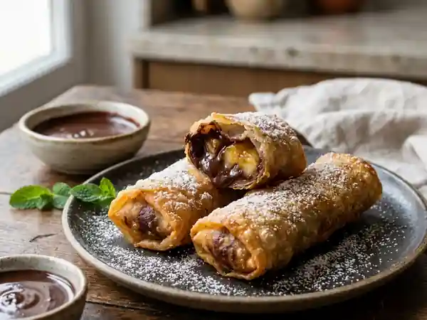 Nems au chocolat noir croustillants : recette gourmande et facile - Photo de présentation