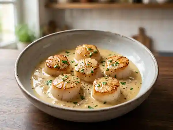 Noix de Saint-Jacques à la nage : recette raffinée et savoureuse - Photo de présentation