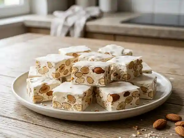 Nougat blanc tendre et amandes grillées - Photo de présentation