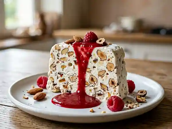 Nougat glacé fondant et fruits secs torréfiés - Photo de présentation